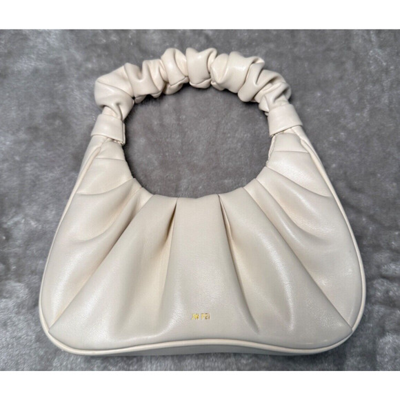 JW Pei Gabbi Ivory Vegan Leather Ruched Hobo Handbag - Picture 1 of 8